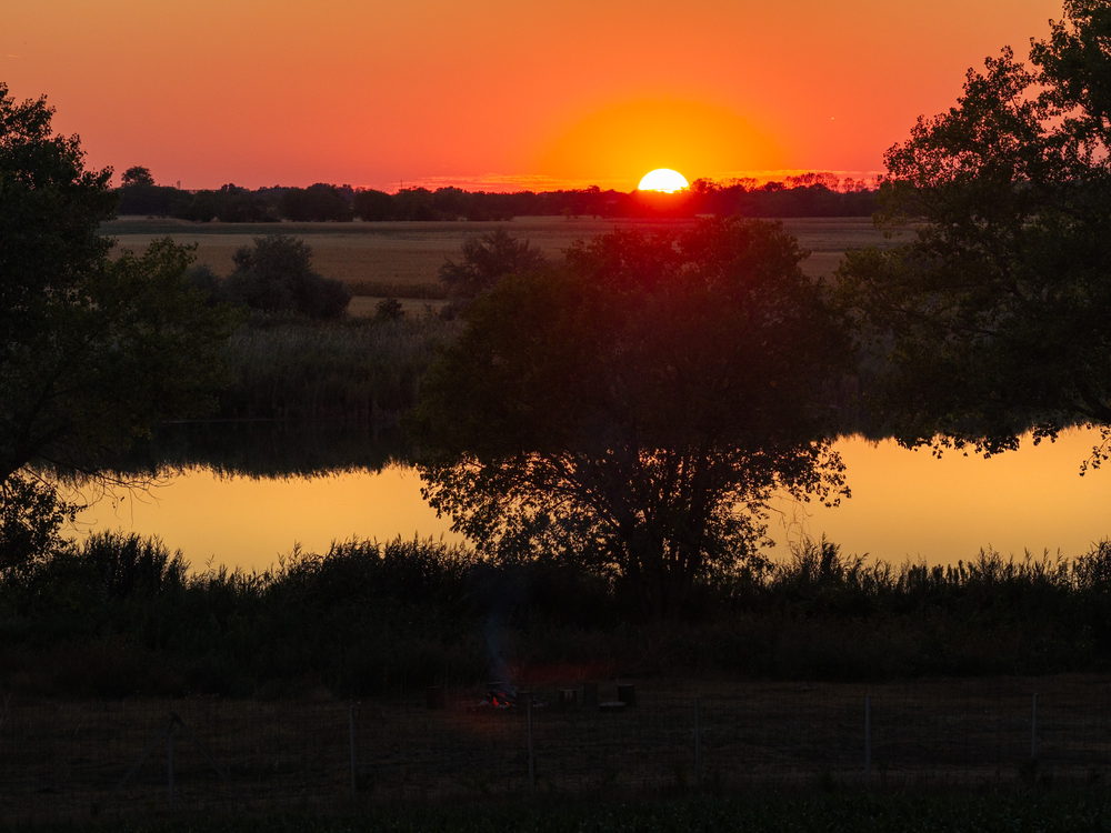 Sunset over the water