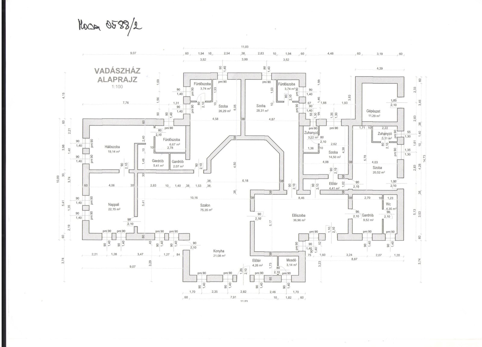 The forest lodge — floor plan, 1:100