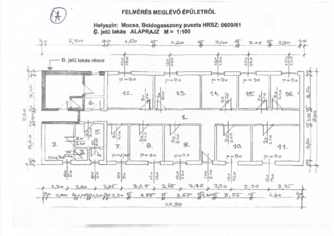 Existing building — measured floor plan (parcel 0609/61)