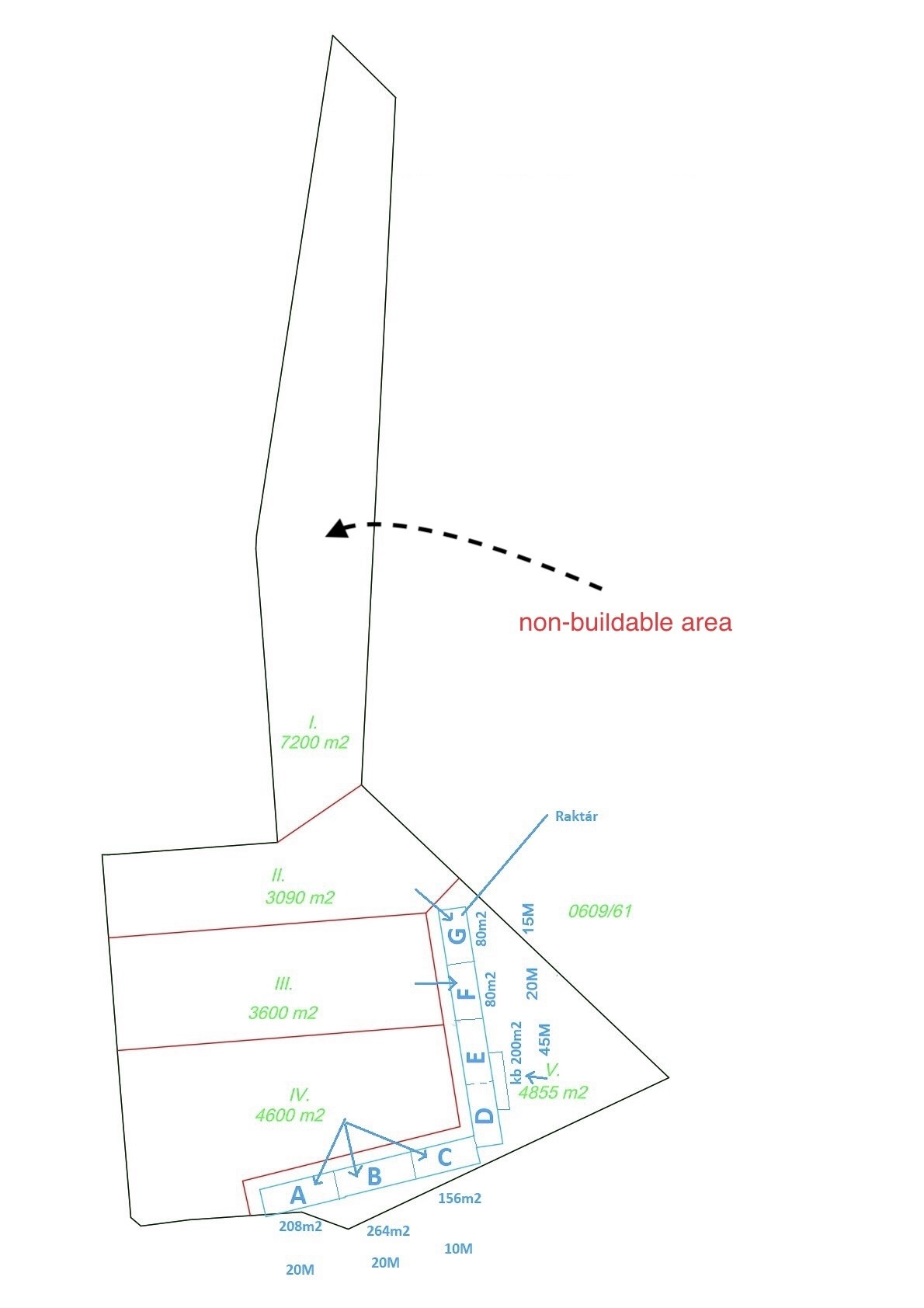 Site layout — buildings, land divisions and non-buildable area